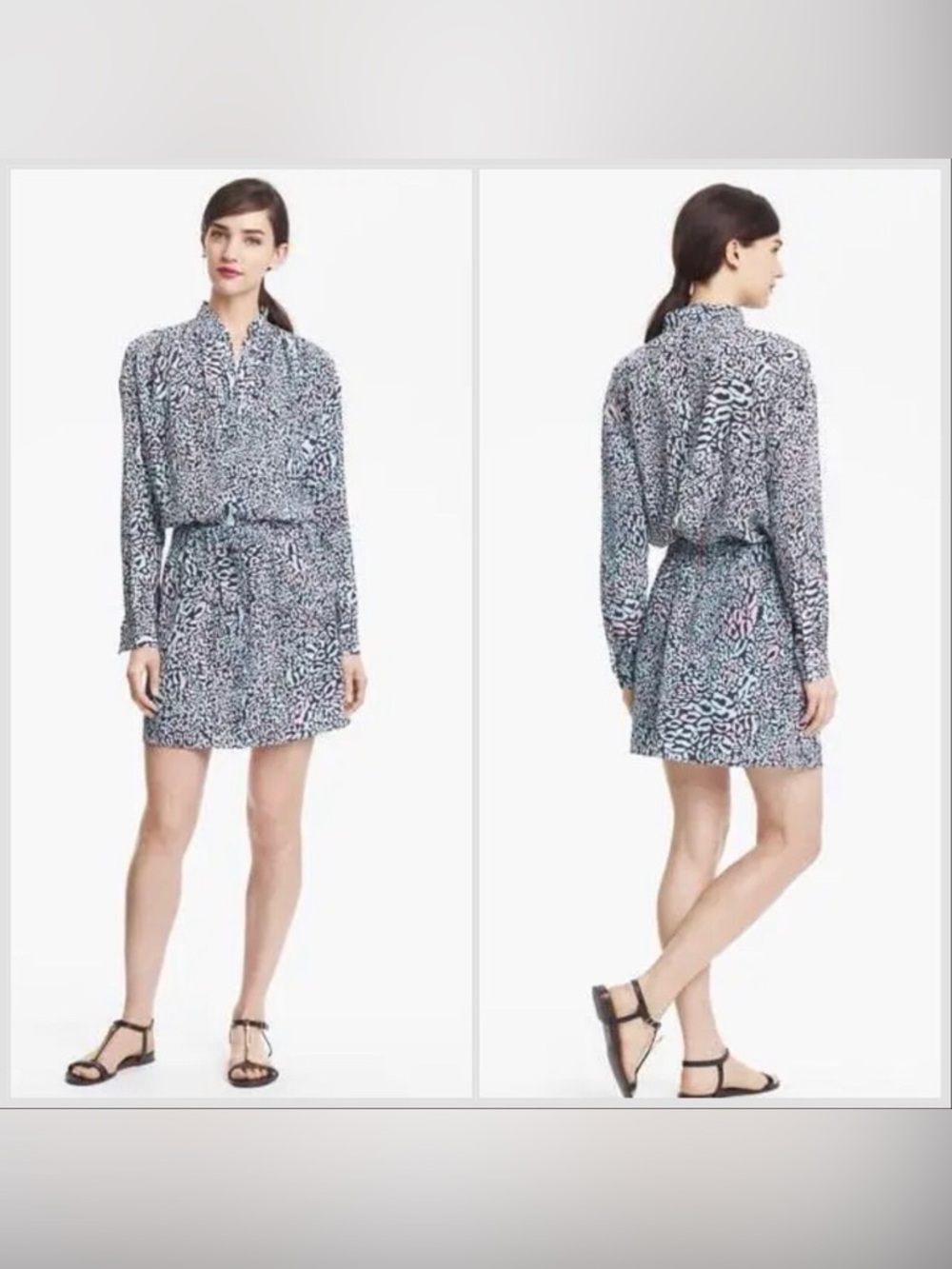 Diane von Furstenberg Silk‎ Shirt Dress Animal Print Size 6 DVF